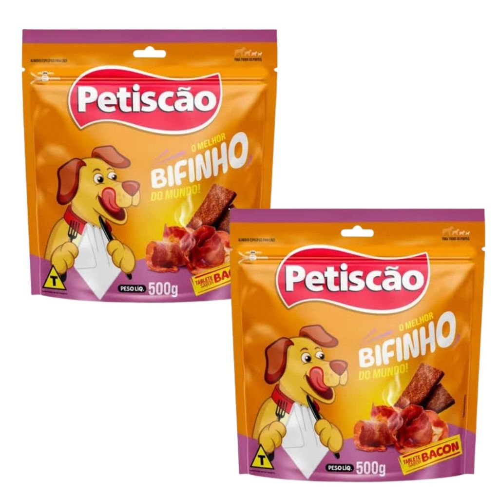 Kit com 2 Pacotes de Petiscão Bifinho Tabletes Sabores Diversos - Petisco Mastigável 500g em Oferta na Shopee