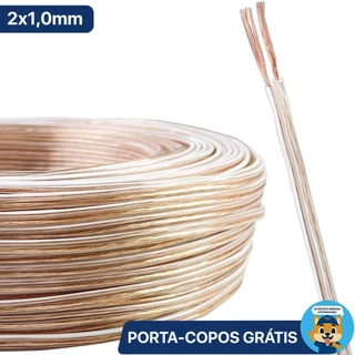 Fio Paralelo 2x1mm² 100% Puro Cobre 5 10 15 25 Metros Technoise Cabo Rolo Alto Falante Som Cristal