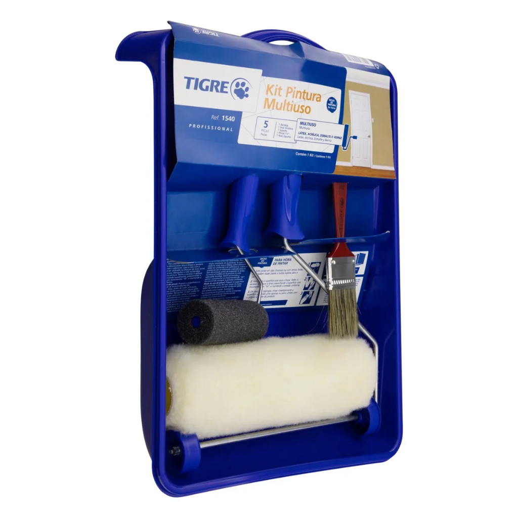 Kit Pintura Tigre 5 / 3 Peças Original – Rolo 23cm + Rolo Espuma ...