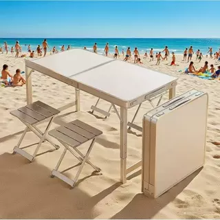 Mesa Dobrável Portátil Vira Maleta Camping Praia 120x60cm