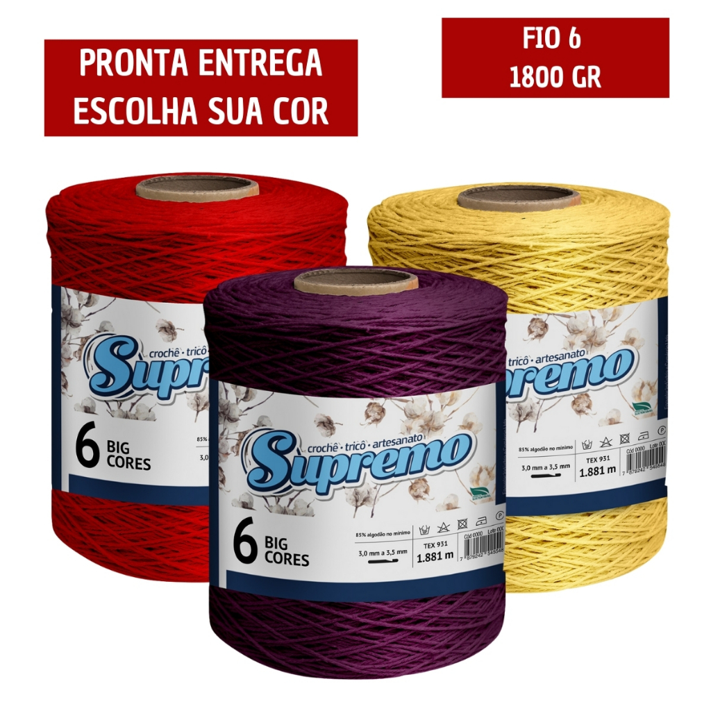 Barbante Big CORES/CRU Nº6 1,8 Kg Supremo | Shopee Brasil
