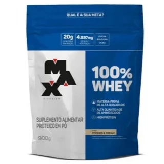 Whey 100% Concentrado Max Titanium Sabor cookies & cream Refil de 900g