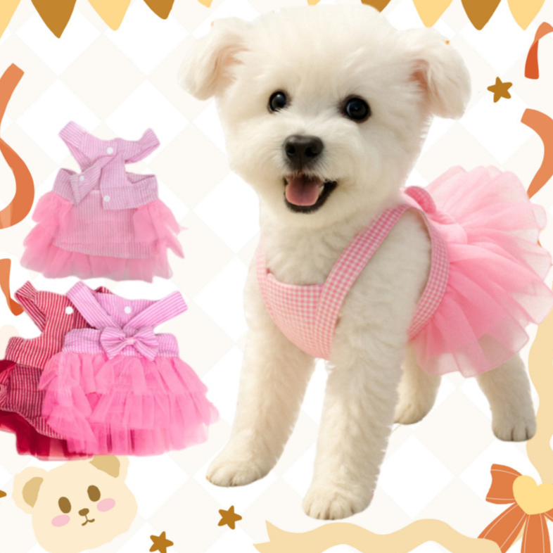 Vestido Para Pets Roupa Para Cachorro Pequeno e Gatos Look De Festa ...