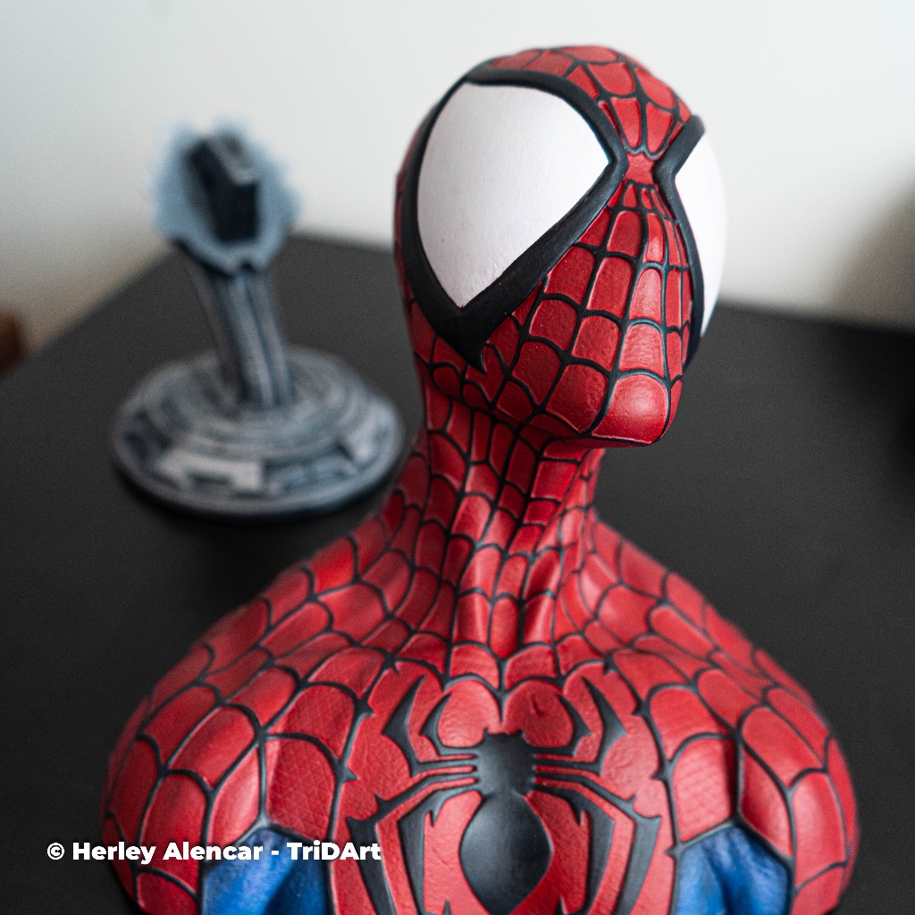 Busto do Homem-Aranha – Linha Bustos Premium TriDArt Pintado à Mão