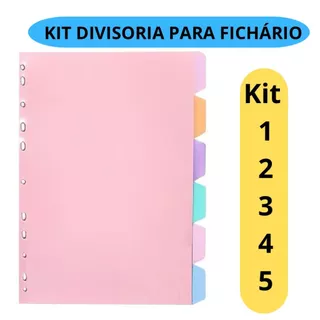 Divisória Para Fichário Plástica 6 Divisões A4 Cores Pasteis Mista Sweet Candy Tons Pastel Acp Escolar Escritorio