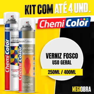 Kit 4 Tintas Spray Verniz Fosco 250ML/400ML Uso Geral ChemiColor