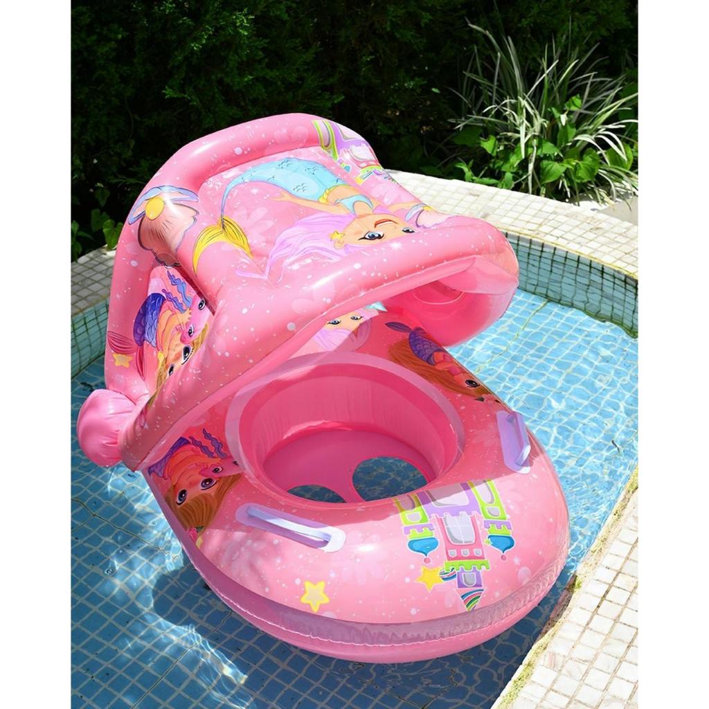 Boia com cobertura Fralda Inflavel Infantil Bebe Brinquedo Piscina Parasol Guardasol luna_hyq