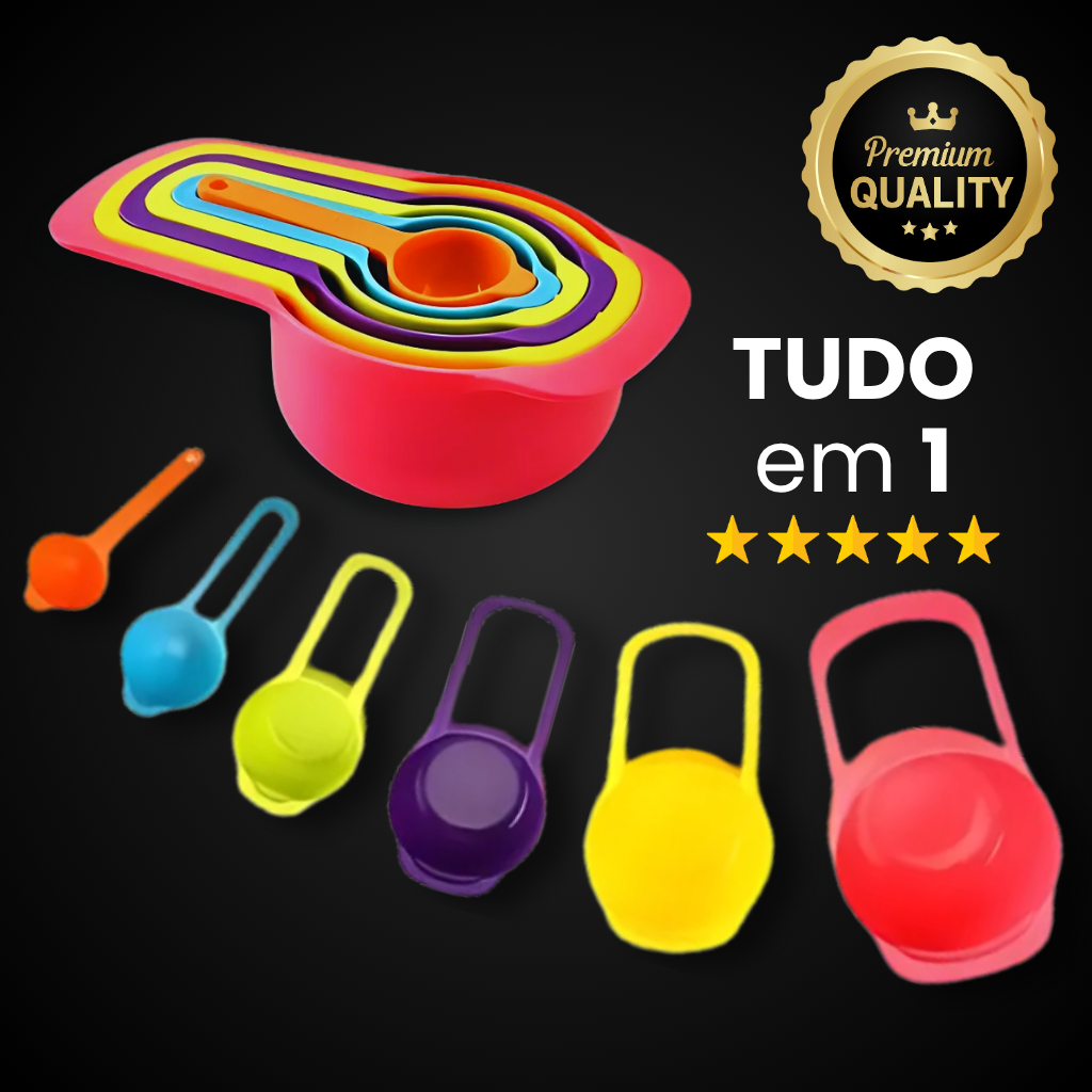 Kit Colher Medidor de Cozinha 6 Peças Multicolor