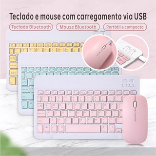 Teclado e mouse sem fio—Compatível com tablet，Notebook e celular, Recarregável e 150h de