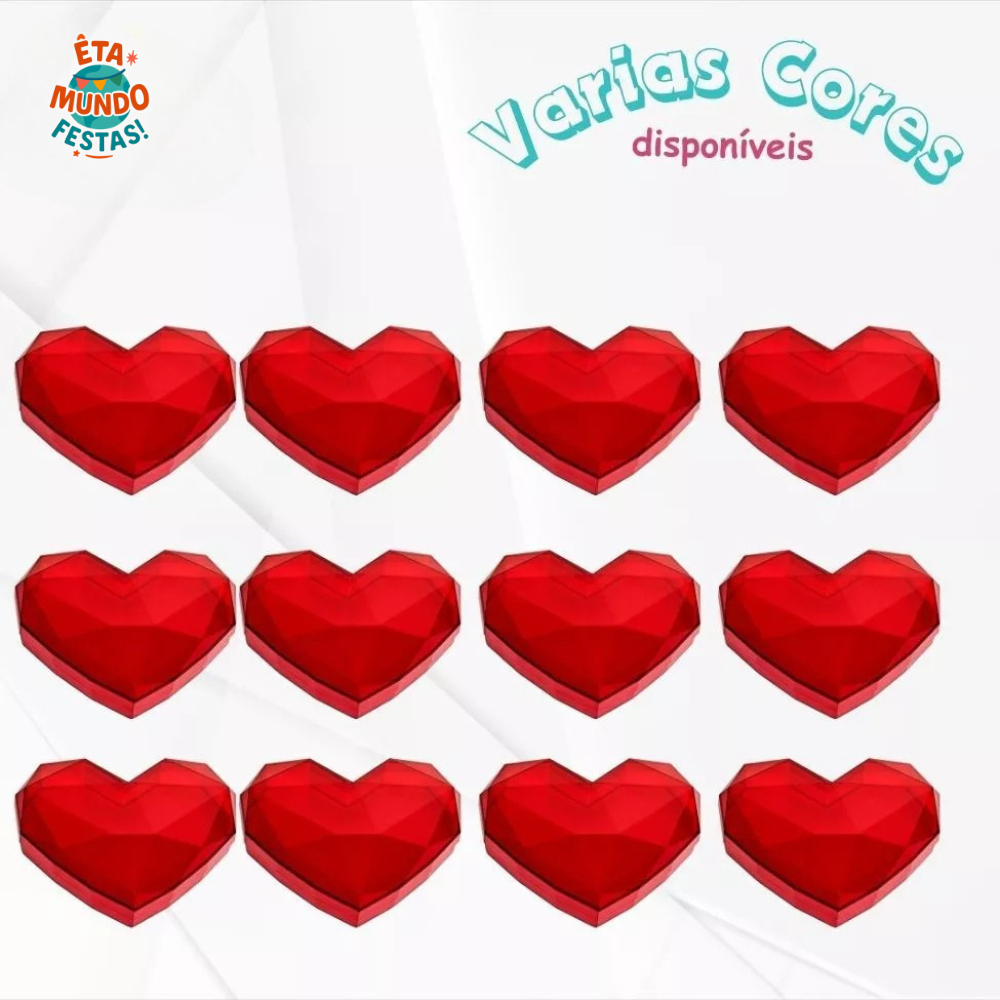 KIT 10 CAIXA CORAÇÃO LAPIDADO 17X22CM PARA PRESENTES E DECORAÇÃO