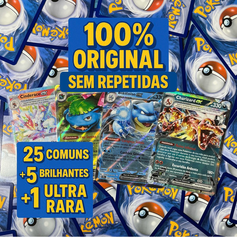 ULTRA RARA+ BRILHANTES+ 25 Cartas Pokémon | Shopee Brasil