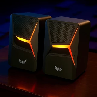 Caixa De Som Rgb Gamer Usb P2 Alto Falante Subwoofer Potente Para Computador Com Grave Cor Preto