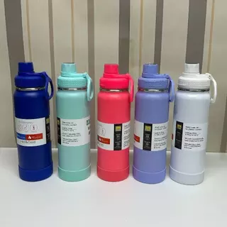 Garrafa Termica Vacuo Anti Vazamento 350ML 600ML800ML 1000ml Escolar Infantil Adulto Com Alça Chaveiro Com Borracha