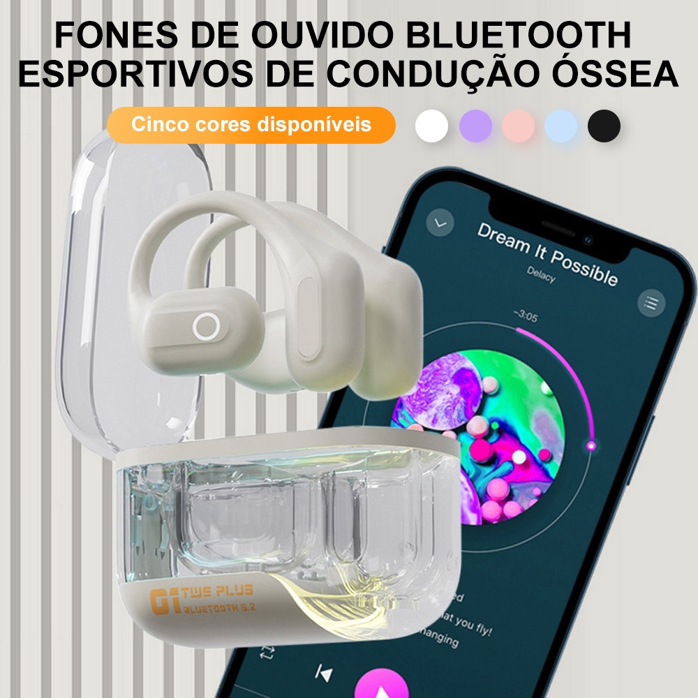 Fones de ouvido Bluetooth esportivos com condução óssea OWS não intra-auricular IPX5 à prova d'água