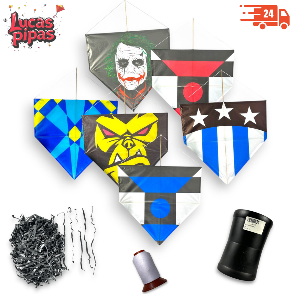 Kit Pipa Completo Pacote Com 50 unidades Mucha 55cm + Carretel ...