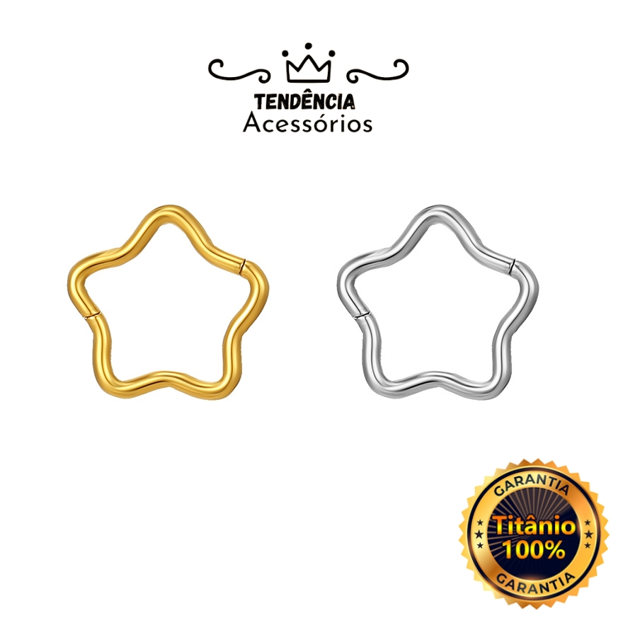 Piercing Argola em Titânio com Estrela Septril Rook Conch Nariz