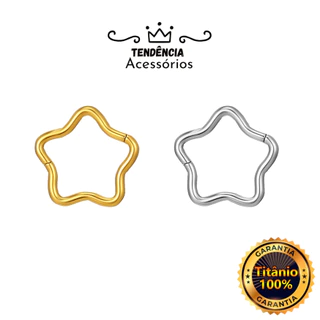 Piercing Argola em Titânio com Estrela Septril Rook Conch Nariz