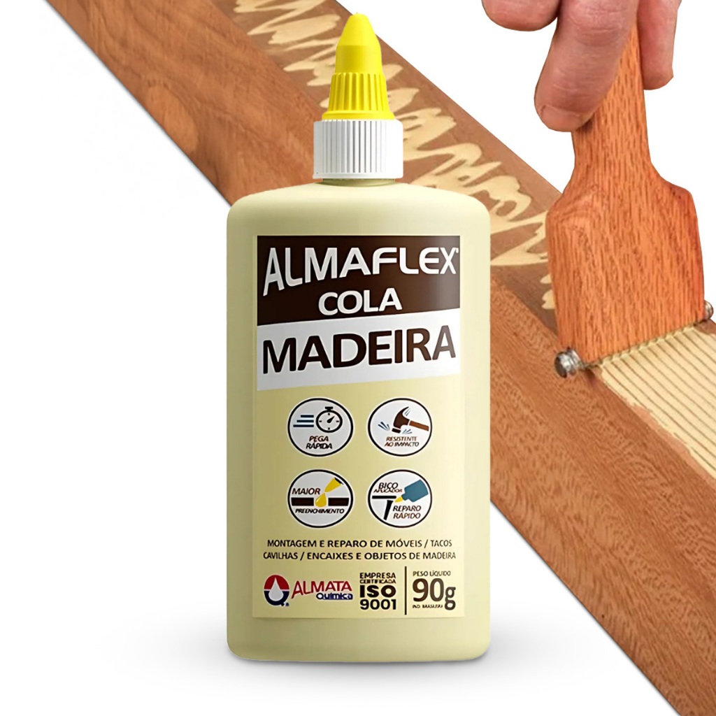Cola de Madeira 90g 250g PVA Almaflex Extra forte Papelão Tecido ...
