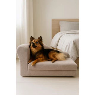 Mini Sofá Bebe Estofado Pet Infantil Base Madeira Revestido Tecido Bouclê Confortavel Aconchegante