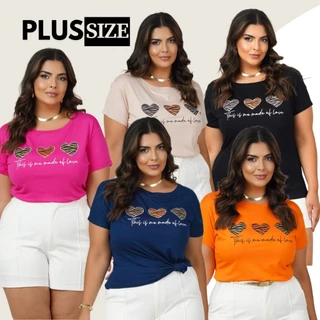 T-shirt Feminina Plus Size + 3 Cores Moda Casual em Oferta na Shopee