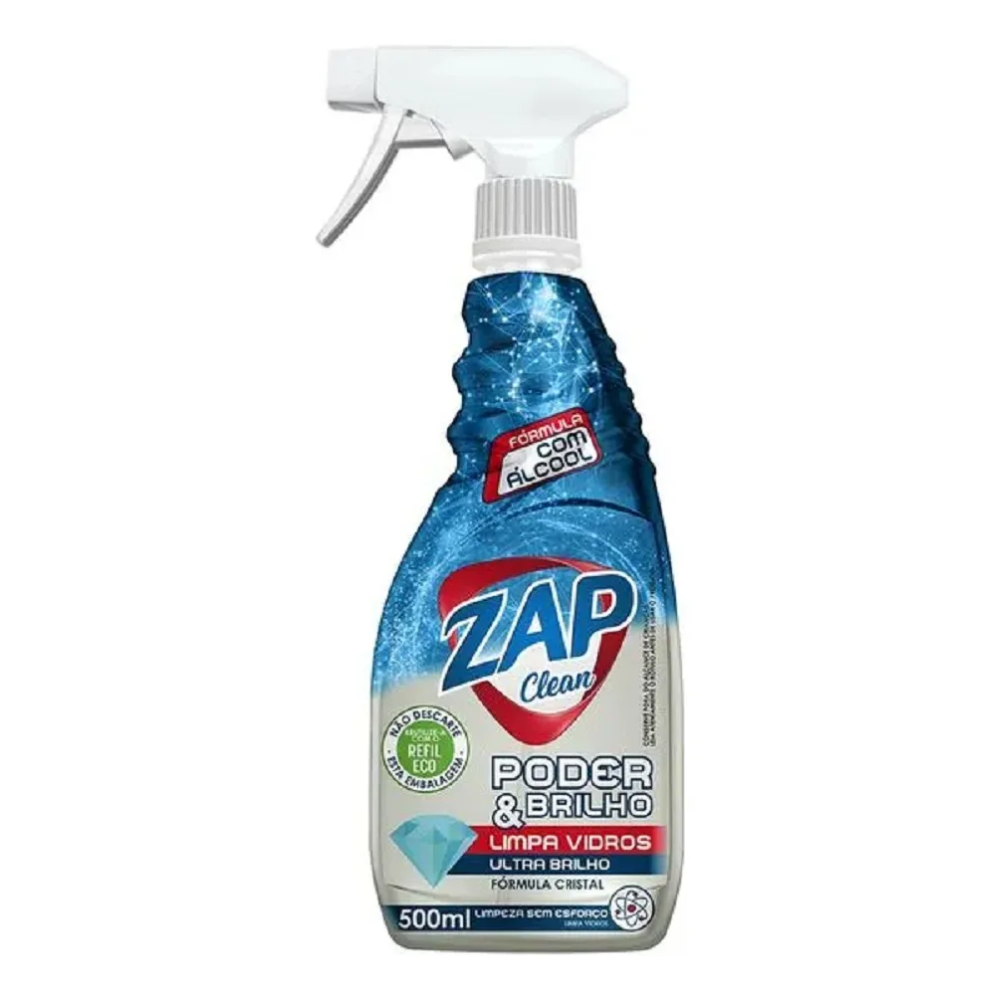 Limpa Vidros Zap Clean Poder e Brilho 500ml | Shopee Brasil