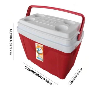 CAIXA TÉRMICA 16 LITROS COOLER POP STAR - 22 LATAS TAMPA COM PORTA COPOS