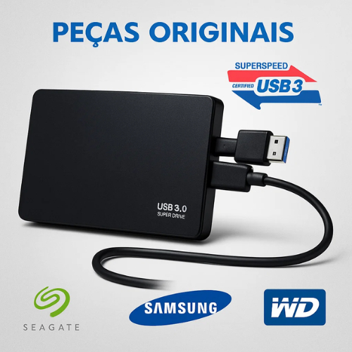HD Externo 500gb/1tb Silencioso USB 3.0 Compacto Uso Notebook