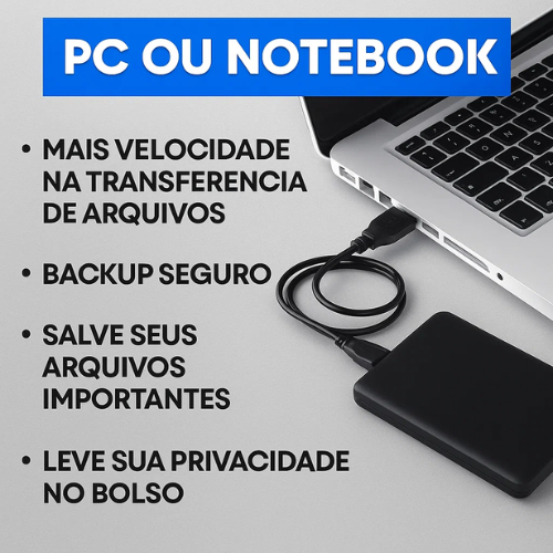 HD Externo 500gb/1tb Silencioso USB 3.0 Compacto Uso Notebook