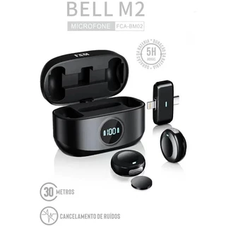 Microfone De Lapela Com Imã Cancela Ruído Sem Fio Duas Entradas Tipo-C + Lightning FCA-BM02