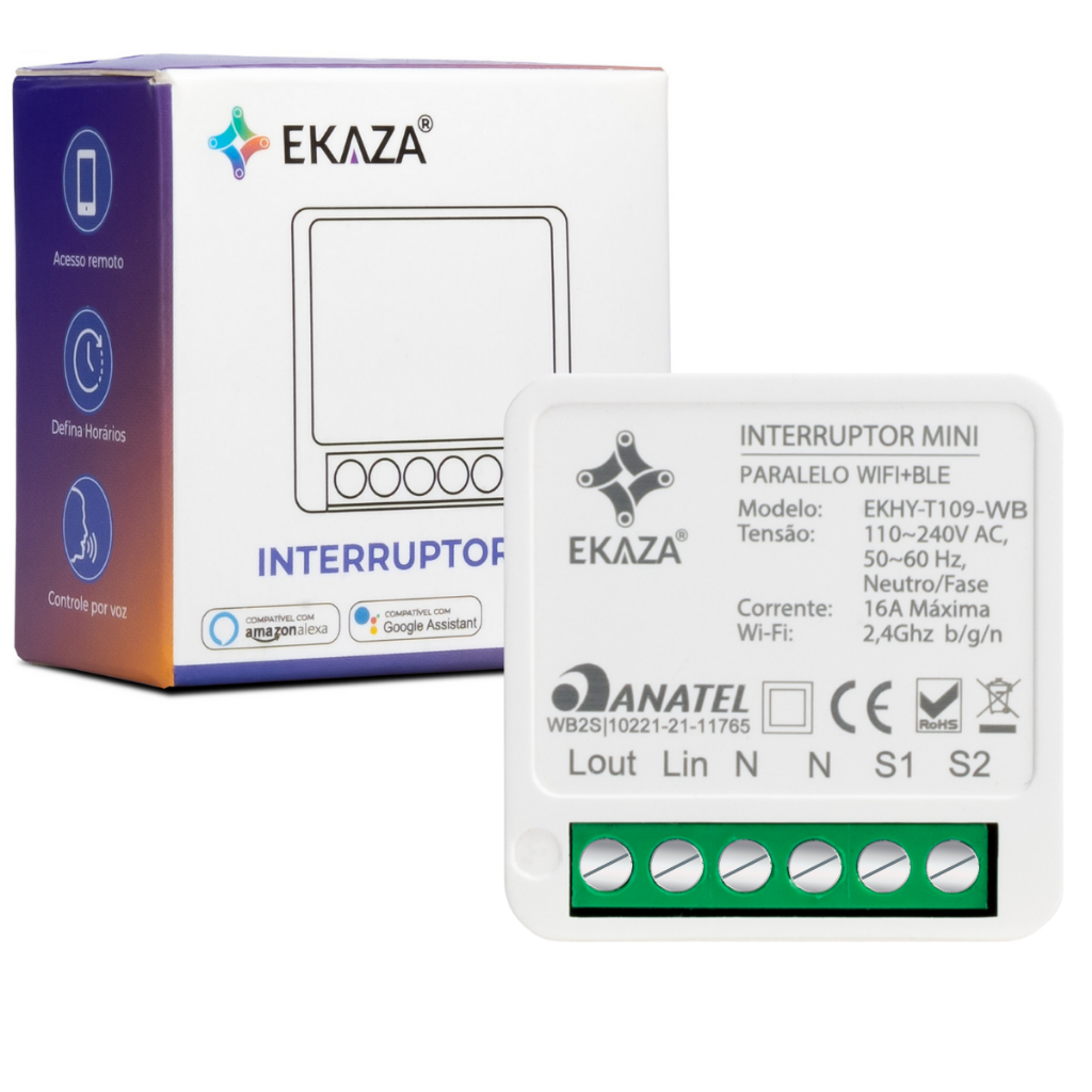 Interruptor Inteligente Mini Smart Ekaza Wifi Relé Alexa Google Automacao
