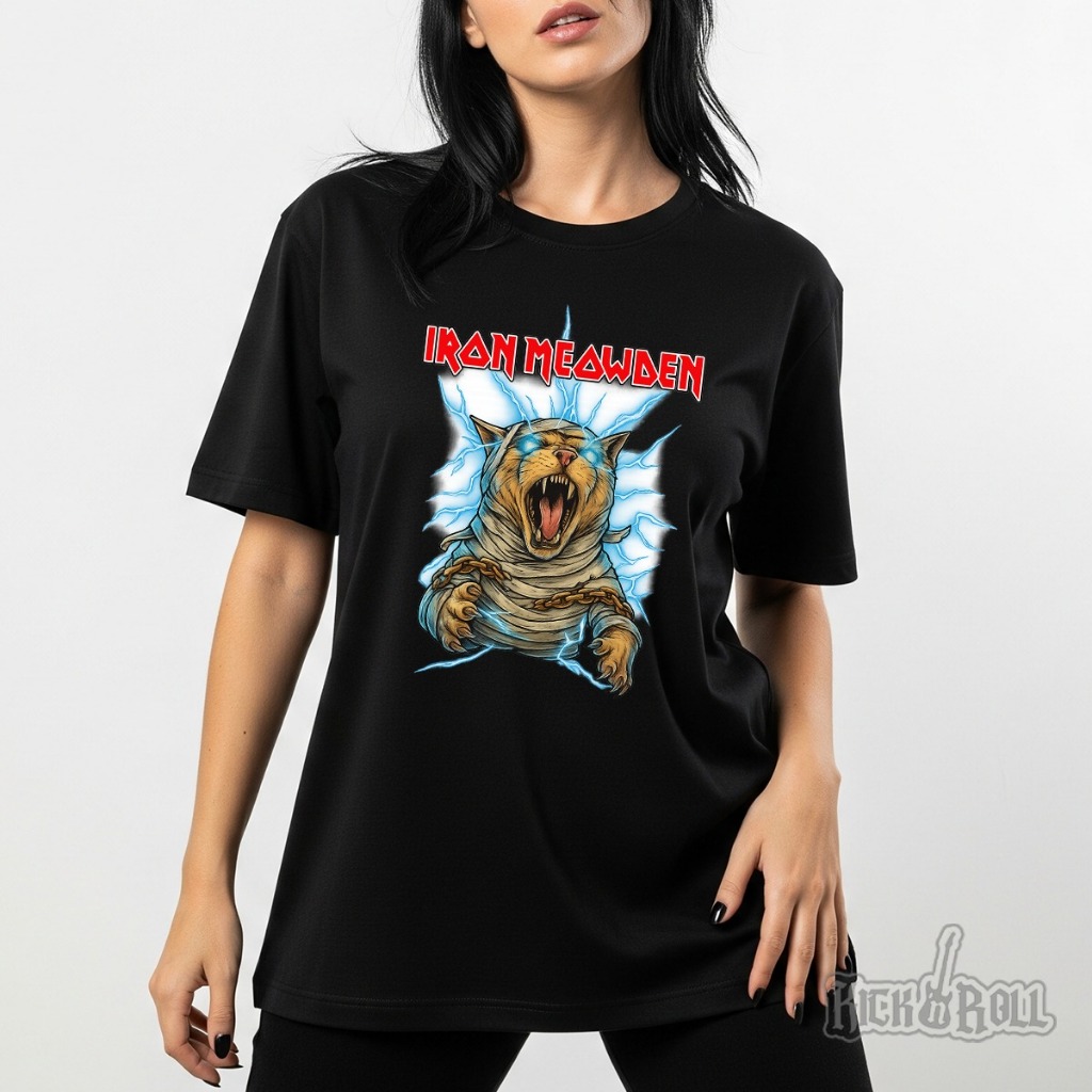 Camiseta De Rock Unissex Iron Meowden Cat Rock