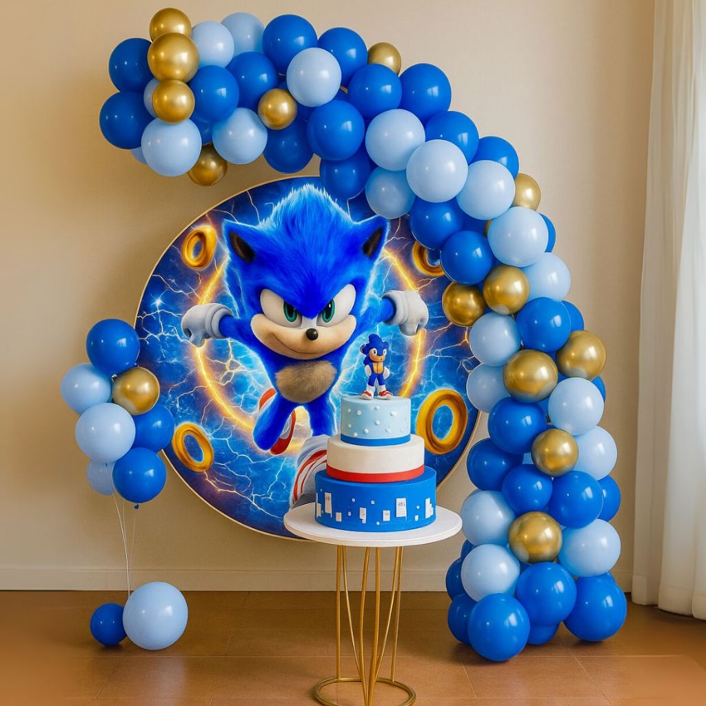 Kit Festa 125 Balões Decoração Azul Sonic + Fita Arco - Balão Bexiga ...