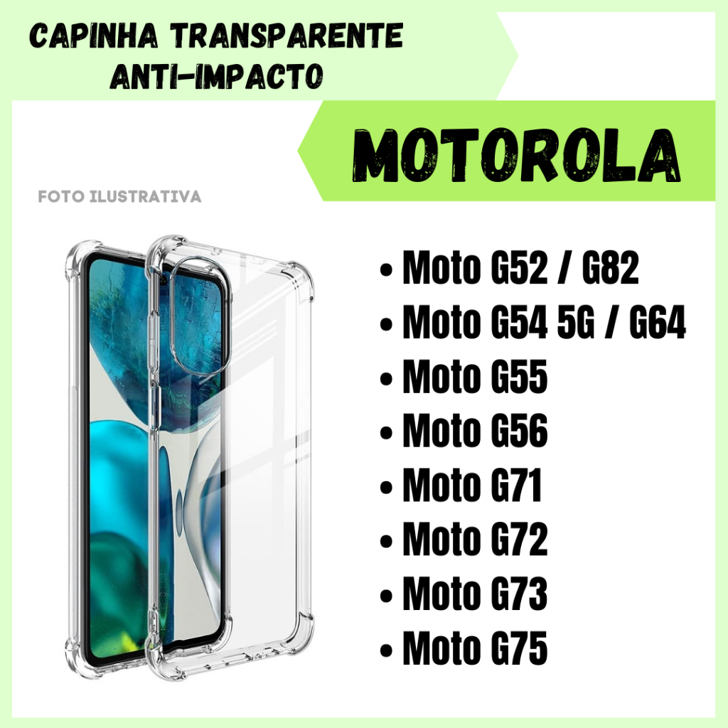 Capa transparente Anti Impacto Motorola Moto G52 - G82/ G54 5G - G64 ...