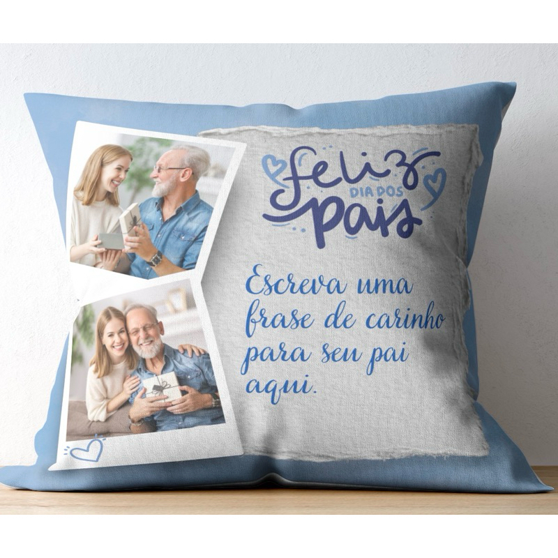 Almofada Feliz Dia Dos Pais Personalizada com Foto e Frase | Shopee Brasil