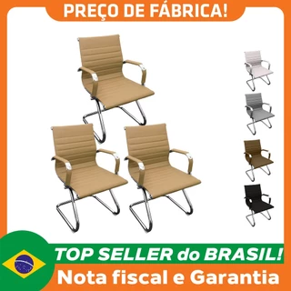 Kit 3 Cadeiras Presidente Esteirinha Baixa com base fixa em Oferta na Shopee