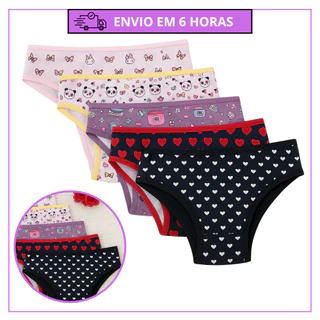 Kit 10 Calcinha Juvenil Infantil Algodão Calcinhas para Meninas com Forro de Algodão Frete Gratis