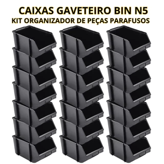 Kit 30 Caixa Bin 5 Gaveta Gaveteiro Organizador Plástico Para Prateleira Organizadora - Plasconex