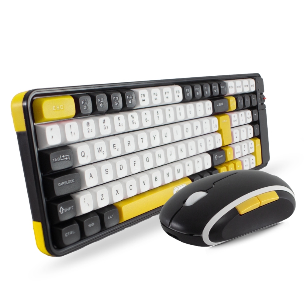 Combo Teclado 100% Mouse Sem Fio Abnt2 Preto Branco Bluetooth Wireless ...