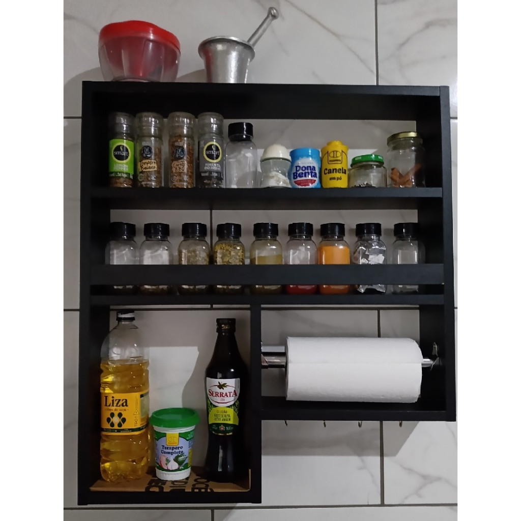 Nicho Porta Tempero com Gancho Para Cozinha Prateleira(13)