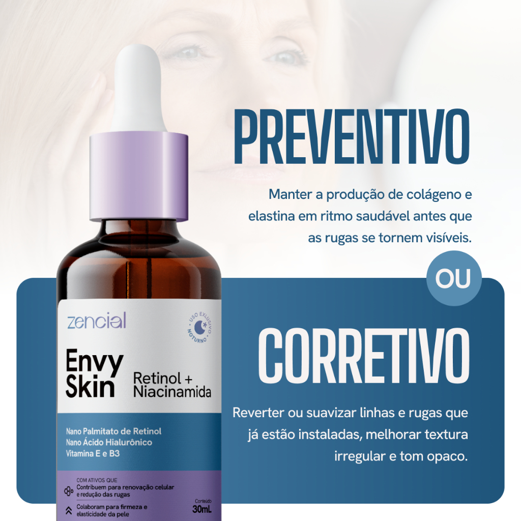 Zencial Sérum Retinol e B3 | Reduz Rugas, Linhas Finas e Manchas