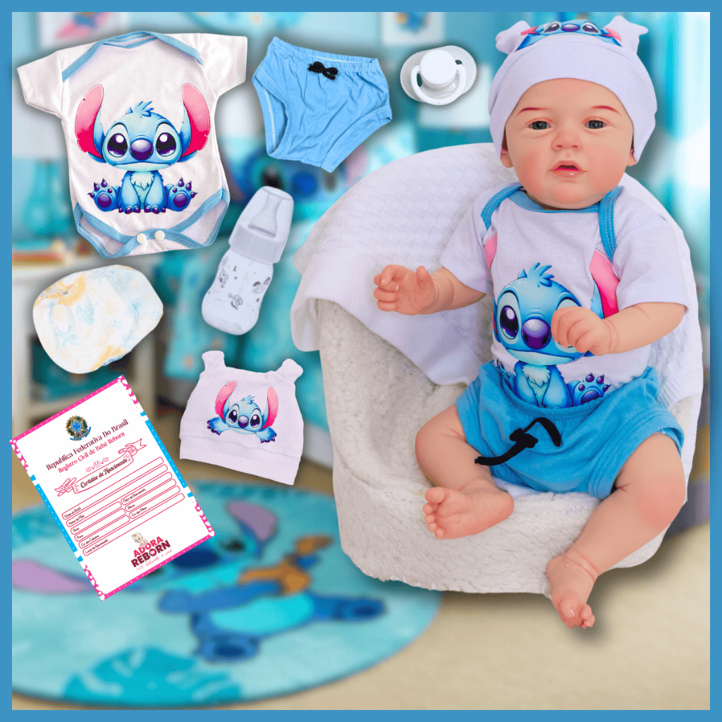 Boneco Reborn Bebê Realista Menino Reborn Pode Banho Enxoval Panda Bolsa Maternidade