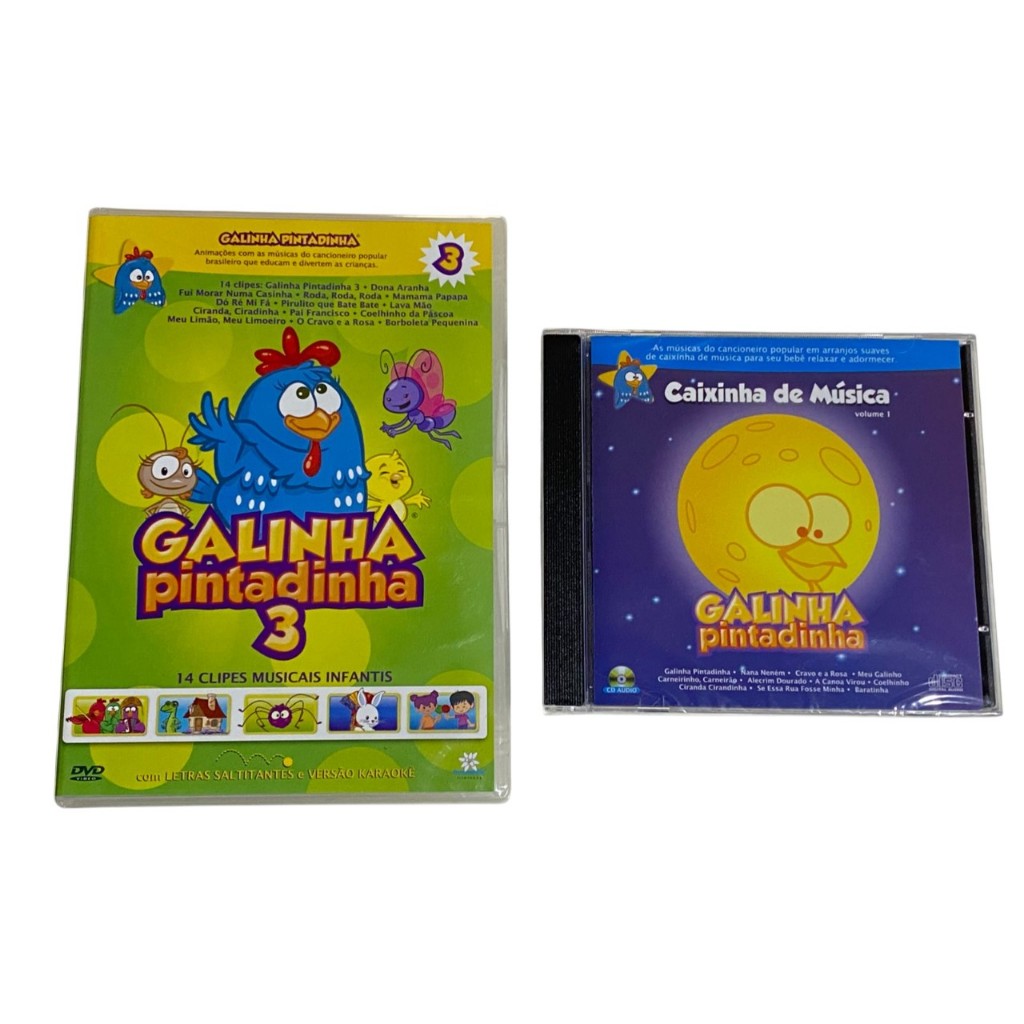 Dvd Galinha Pintadinha 3 + Cd Caixinha de Música Vol 1 Galinha