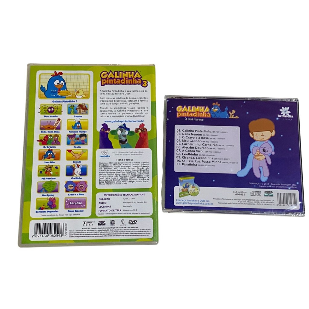 Dvd Galinha Pintadinha 3 + Cd Caixinha de Música Vol 1 Galinha