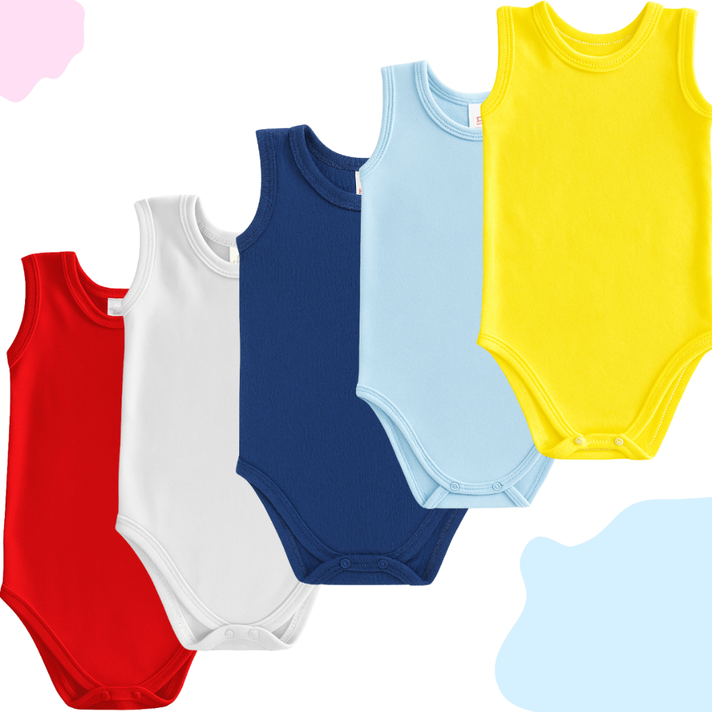 Body Regata kit 5 pçs Bebê Menino Menina Liso Estampado Verão em Oferta na Shopee