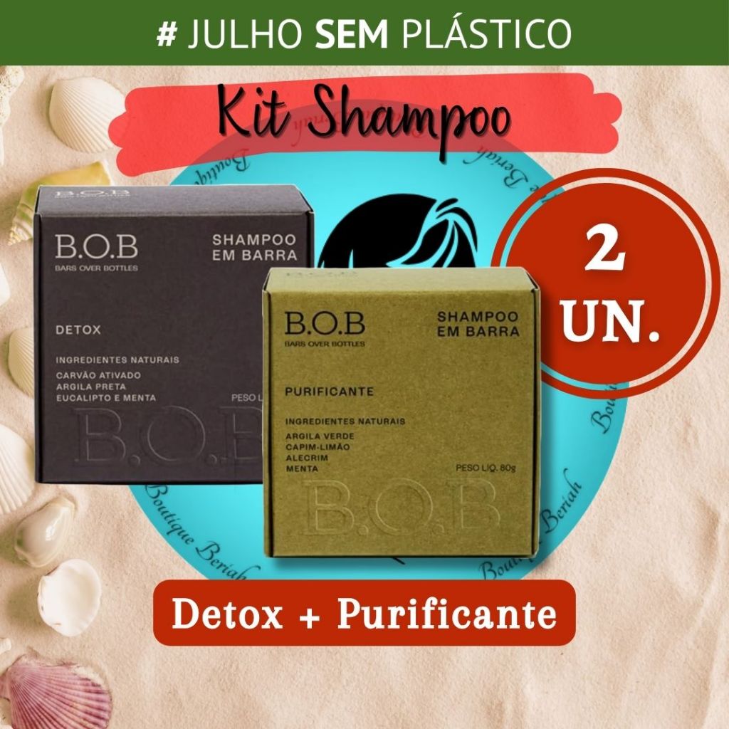 Kit Shampoo em barra Purificante e Shampoo Detox 80g cada cabelos ...