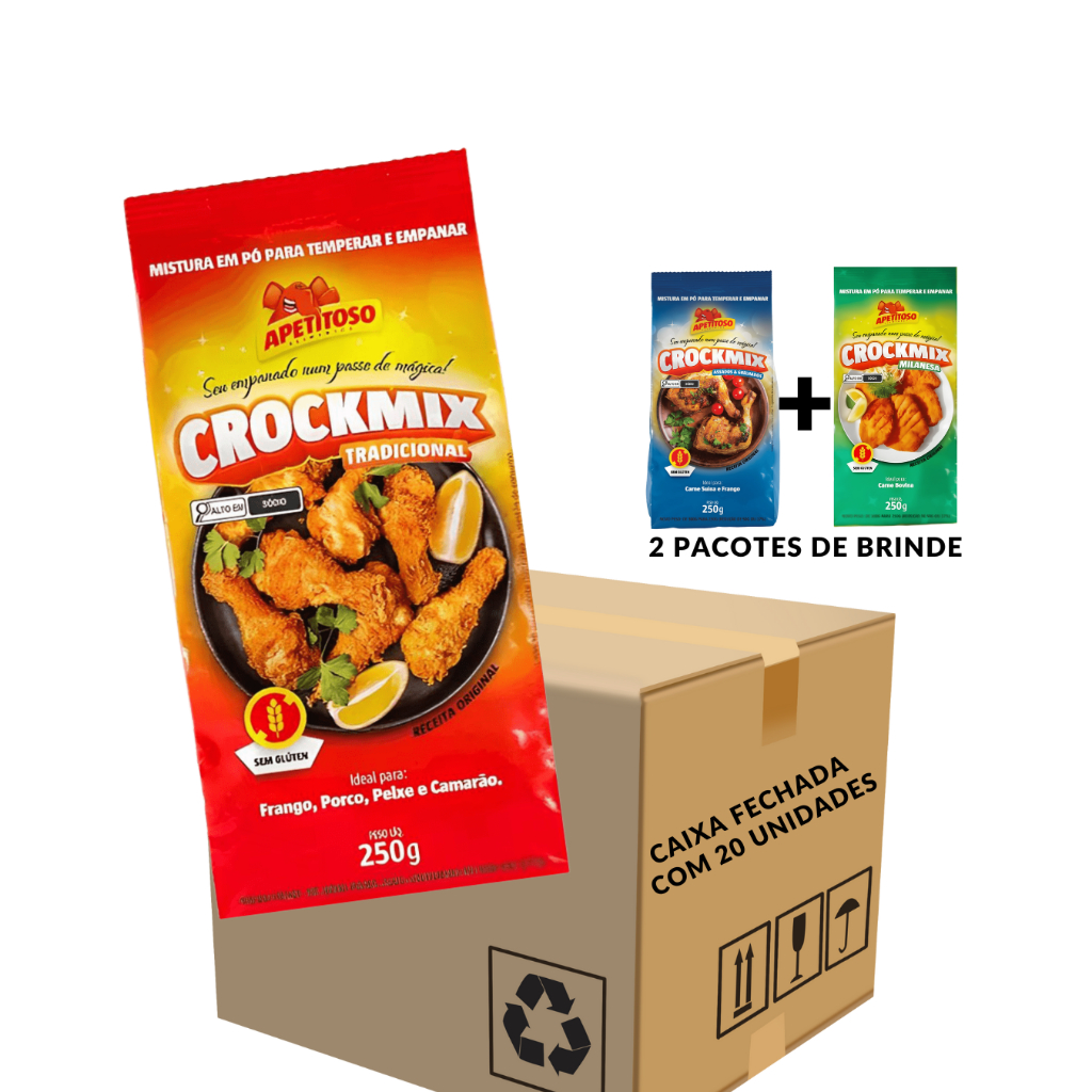 20 Pacotes Mistura Farinha Para Empanar Sem Glúten 250g Crockmix ...