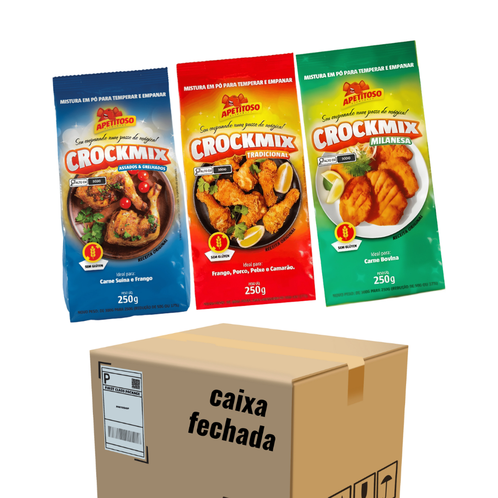 20 Pacotes Crockmix Mistura Farinha Para Empanar Sem Glúten 250g ...