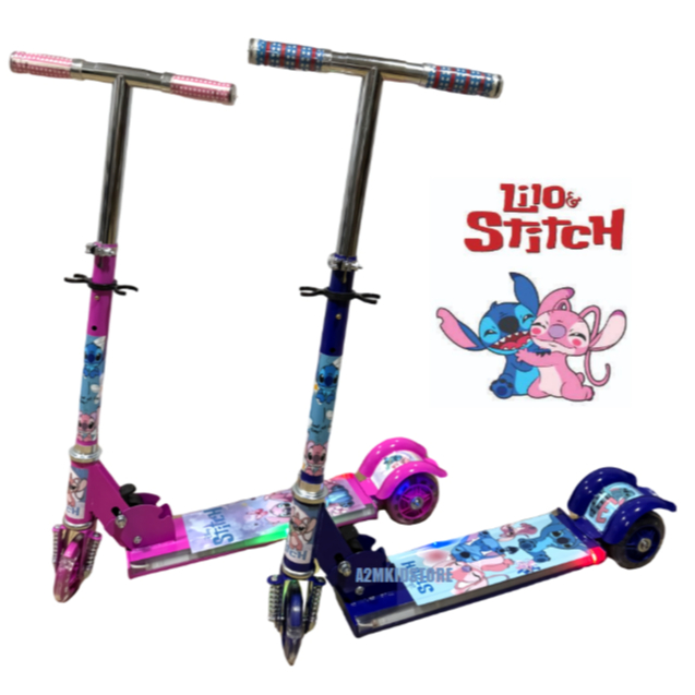 Disney Scooter de puntada para niñas y niños | Scooter plegable en línea de 2 ruedas para niños con ruedas iluminadas, altura ajustable - Edad 5