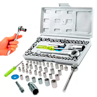 Caixa Com 10 Maletas 40 Peças - Chave Catraca Reversível Resistente Soquetes Canhão Multiuso Top em Oferta na Shopee
