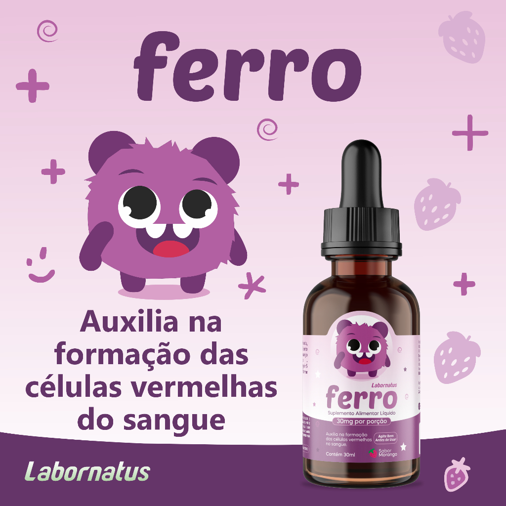Ferro 30mg para Crianças e Bebês saboroso e fácil de beber - Sabor ...